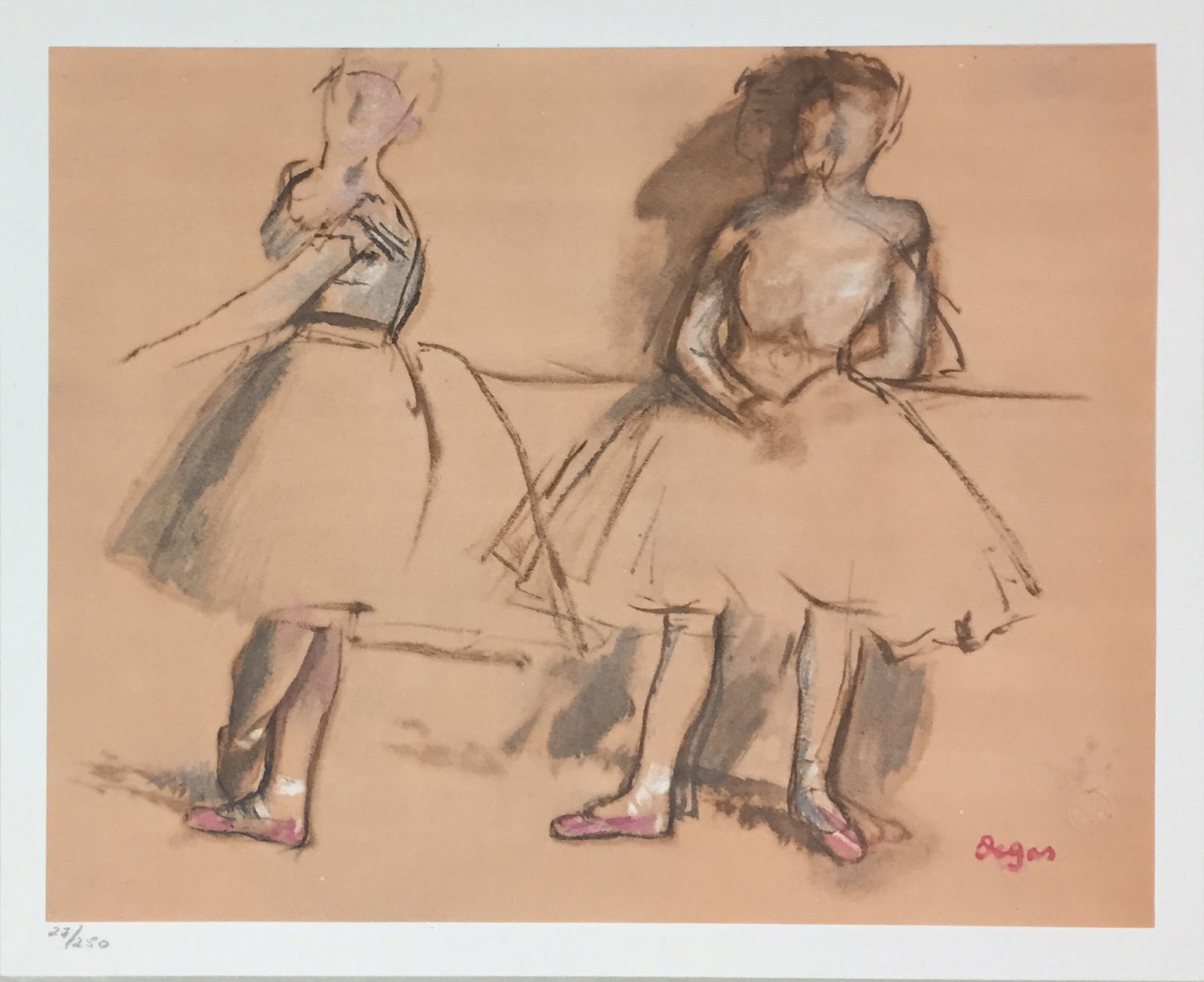 Edgar Degas (After) - Deux Danseurs: Artist: Edgar Degas (After) Title: Deux Danseurs Year: 1922 Dimensions: 16 x 20 in. Edition: 27 From the rare limited edition of 250 Publisher: Demotte, Editeur Suite: Les Dessins de Degas Medium: