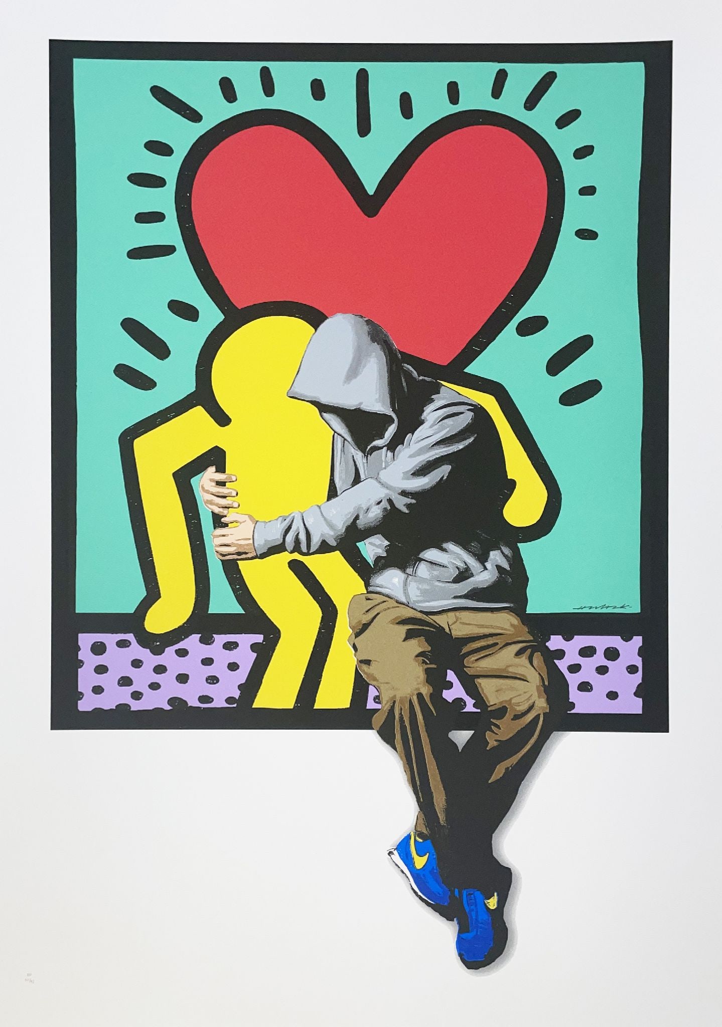 Hijack - BFF: Artist: Hijack Title: BFF Dimensions: 30 x 20 in. Edition: From the rare limited edition of 92 Medium: Original serigraph in colors on paper Condition: Excellent Signature Details: Hand signed and
