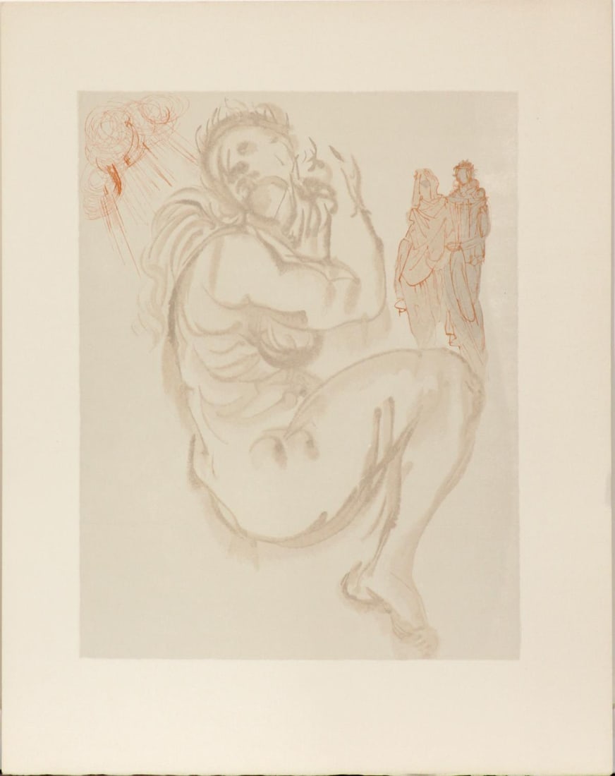 Salvador Dali - Dante: Artist: Salvador Dali Title: Dante's Dream Year: 1964 Dimensions: 13in. by 10in. Edition: A unique and original work of art Publisher: Les Heures Claires Paris Suite: Purgatory Canto The Divine