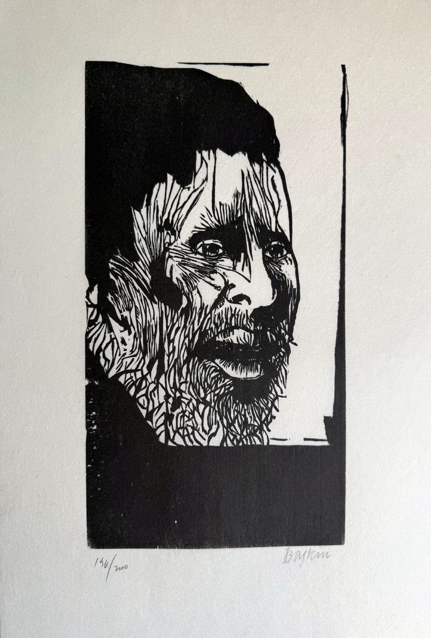 Leonard Baskin - Untitled Woodblock from ""Othello"" 1973: Artist: Leonard Baskin Title: Untitled Woodblock from ""Othello"" 1973 Year: 1973 Dimensions: 12 1/2 x 19 1/2 in. Edition: From the limited edition of 200 Medium:</