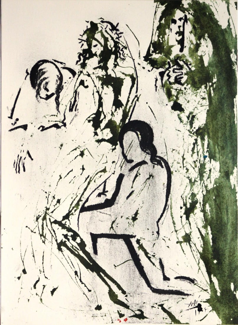 Salvador Dali - And Took the Body of Jesus Away: Artist: Salvador Dali Title: And Took the Body of Jesus Away Year: 1967 Dimensions: 19in. by 13.75in. Edition: From the rare limited edition Suite: Biblia Sacra Medium: Original lithograph on paper