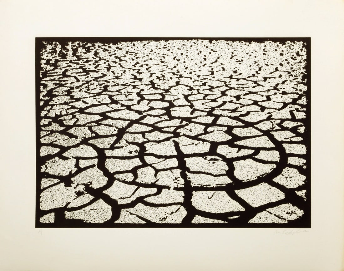 Menashe Kadishman - Black Earth: Artist: Menashe Kadishman Title: Black Earth Year: 1979 Dimensions: 31 x 39 in. Edition: Numbered 35 from the rare limited edition of 50 Medium: Etching with Aquatint Condition: Excellent Signature