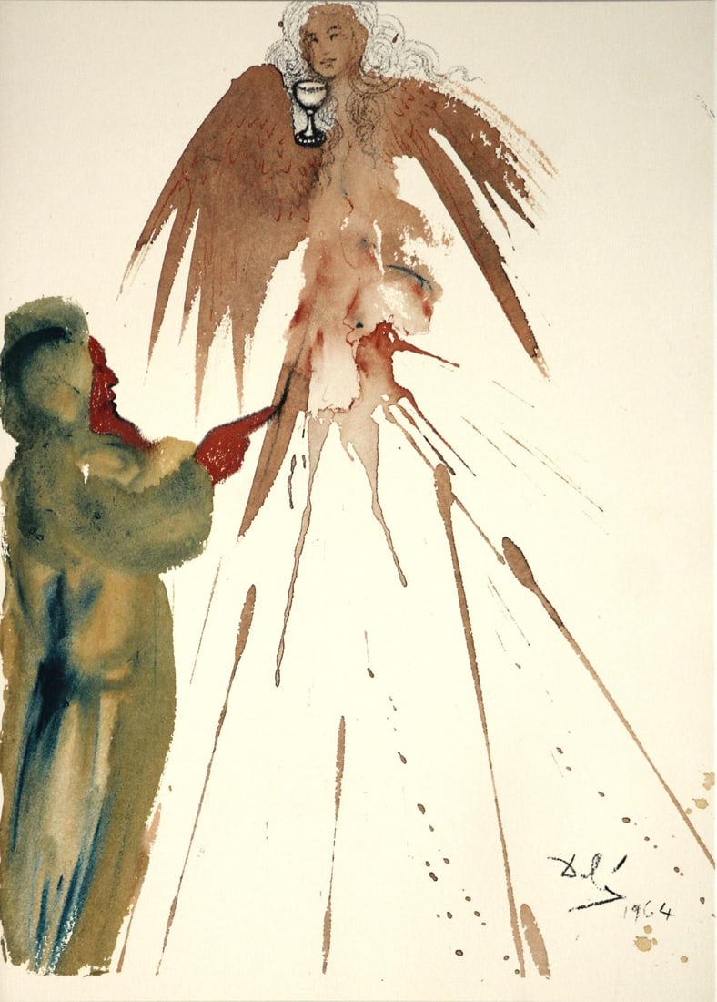 Salvador Dali - The Spotless Offering: Artist: Salvador Dali Title: The Spotless Offering Year: 1967 Dimensions: 19in. by 13.75in. Edition: From the rare limited edition Publisher: Rizzoli Editions Milan Suite: Biblia Sacra Medium: