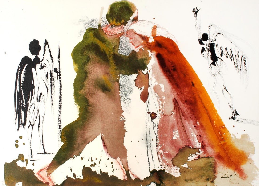 Salvador Dali - Ipse Coniungat Vos: Artist: Salvador Dali Title: Ipse Coniungat Vos Year: 1969 Dimensions: 14.25in. by 19.5in. Edition: From the rare limited edition of 1499 Publisher: Rizzoli Editions Milan Suite: Biblia Sacra Medium: