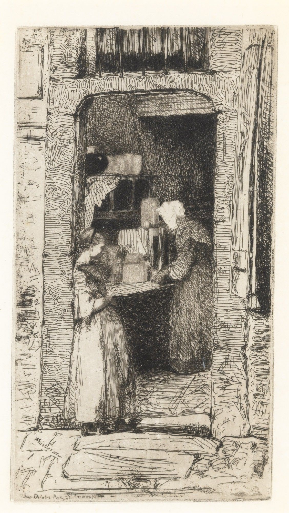 James Abbott McNeill Whistler - La Marchande de Moutarde: Artist: James Abbott McNeill Whistler Title: La Marchande de Moutarde Year: 1858 Dimensions: 8 5/16 x 5 1/4 in. Edition: from the third state of four from the French Set Medium: Etching on wove paper
