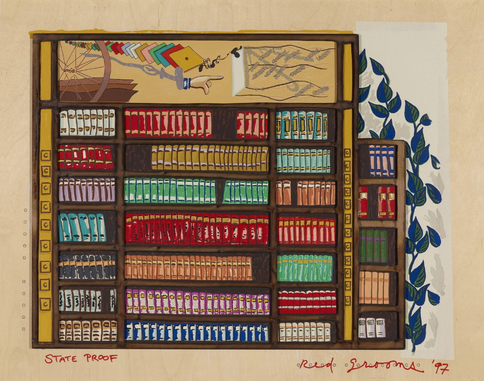 Red Grooms - Katherine Marcel and the Bride: Artist: Red Grooms Title: Katherine Marcel and the Bride Year: 1997 Dimensions: 20 1/2 x 26 in. Edition: State Proof, aside from the edition of 130 Publisher: AKASHA Studio, Minneapolis, Minnesota