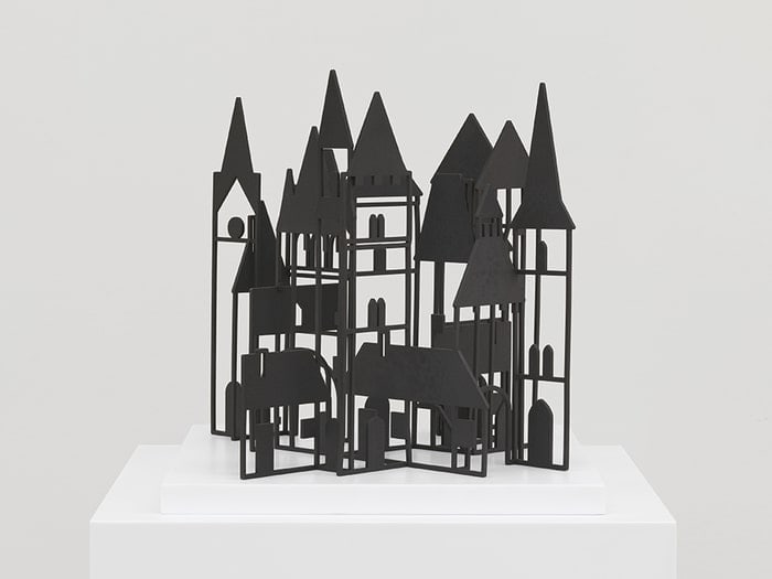 Julian Opie - Bastide 1: Artist: Julian Opie Title: Bastide 1 Year: 2021 Dimensions: 10 5/8in. by 11 3/4in. Edition: From the rare limited edition of 20 Medium: 3D-Printed Sculpture mounted onto Corian Base Condition: