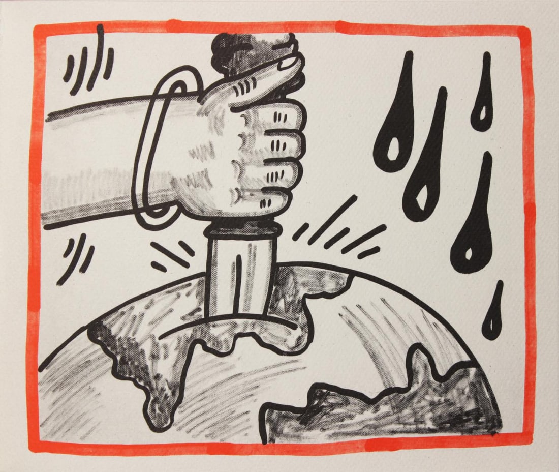 Keith Haring - Untitled: Artist: Keith Haring Title: Untitled Year: 1990 Dimensions: 8.75in. by 10.25in. Edition: From the rare limited edition of 500 Publisher: Bebert Publishing House Suite: Against all Odds 20 Drawings