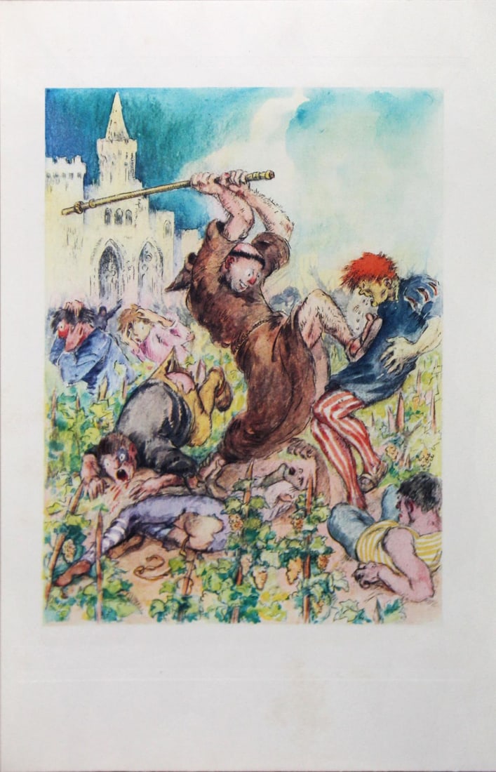 Louis Icart - Untitled: Artist: Louis Icart Title: Untitled Year: 1936 Dimensions: 9.5in. by 7.3in. Edition: From rare limited edition Publisher: Le Vasseur et Cie Paris Suite: Gargantua et Pantagruel Medium: Photogravure