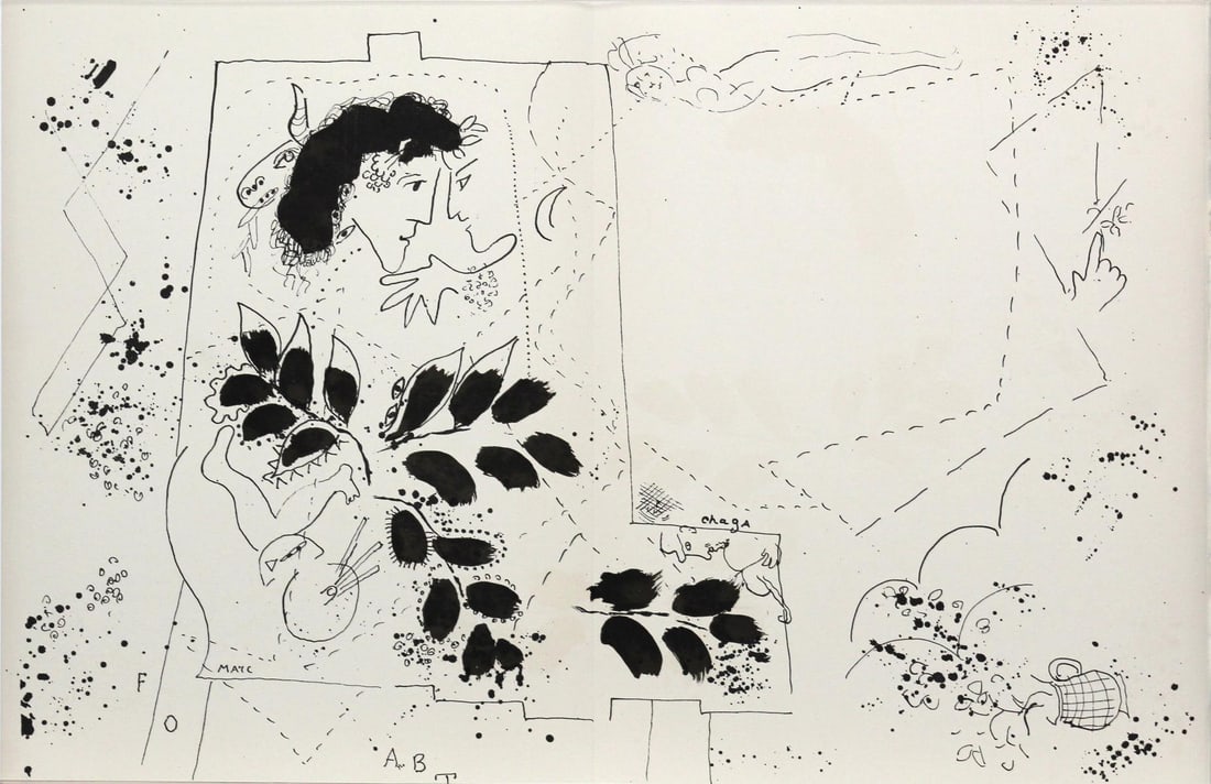 Marc Chagall (After) - Composition: Artist: Marc Chagall (After) Title: Composition Year: 1976 Dimensions: 17 1/2in. by 26in. Edition: From the rare limited edition of 250 Publisher: Fernand Mourlot Paris Suite: Les Ateliers de Chagall