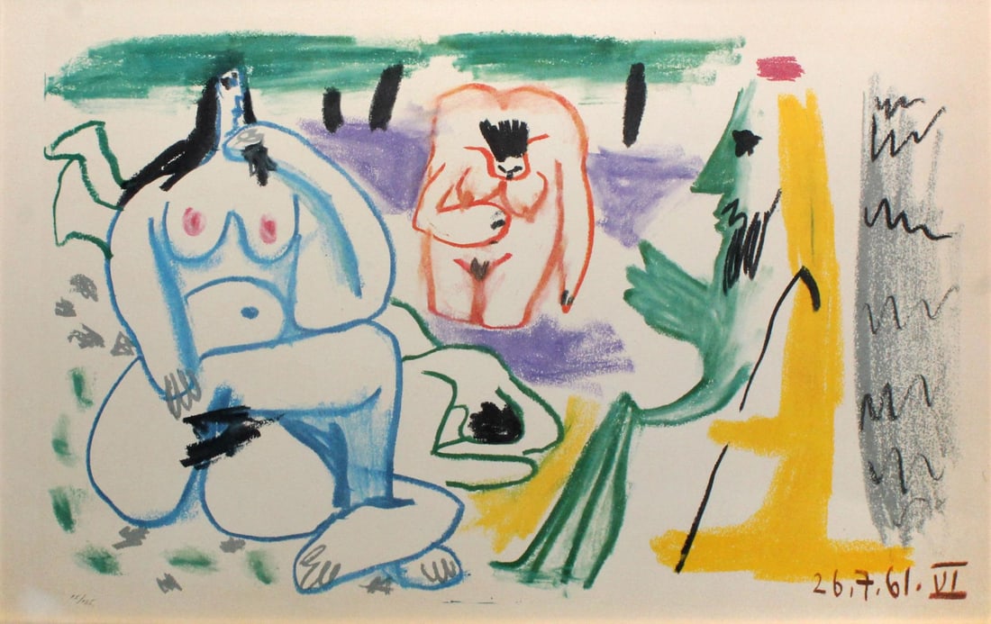 Pablo Picasso - Untitled from "Les Dejeuners" (26.7.61: Artist: Pablo Picasso Title: Untitled from "Les Dejeuners" (26.7.61 VI) Year: 1961 Dimensions: 12in. by 10in. Edition: From the limited edition of 125 Publisher: Editions Cercle d Art; Paris Suite: