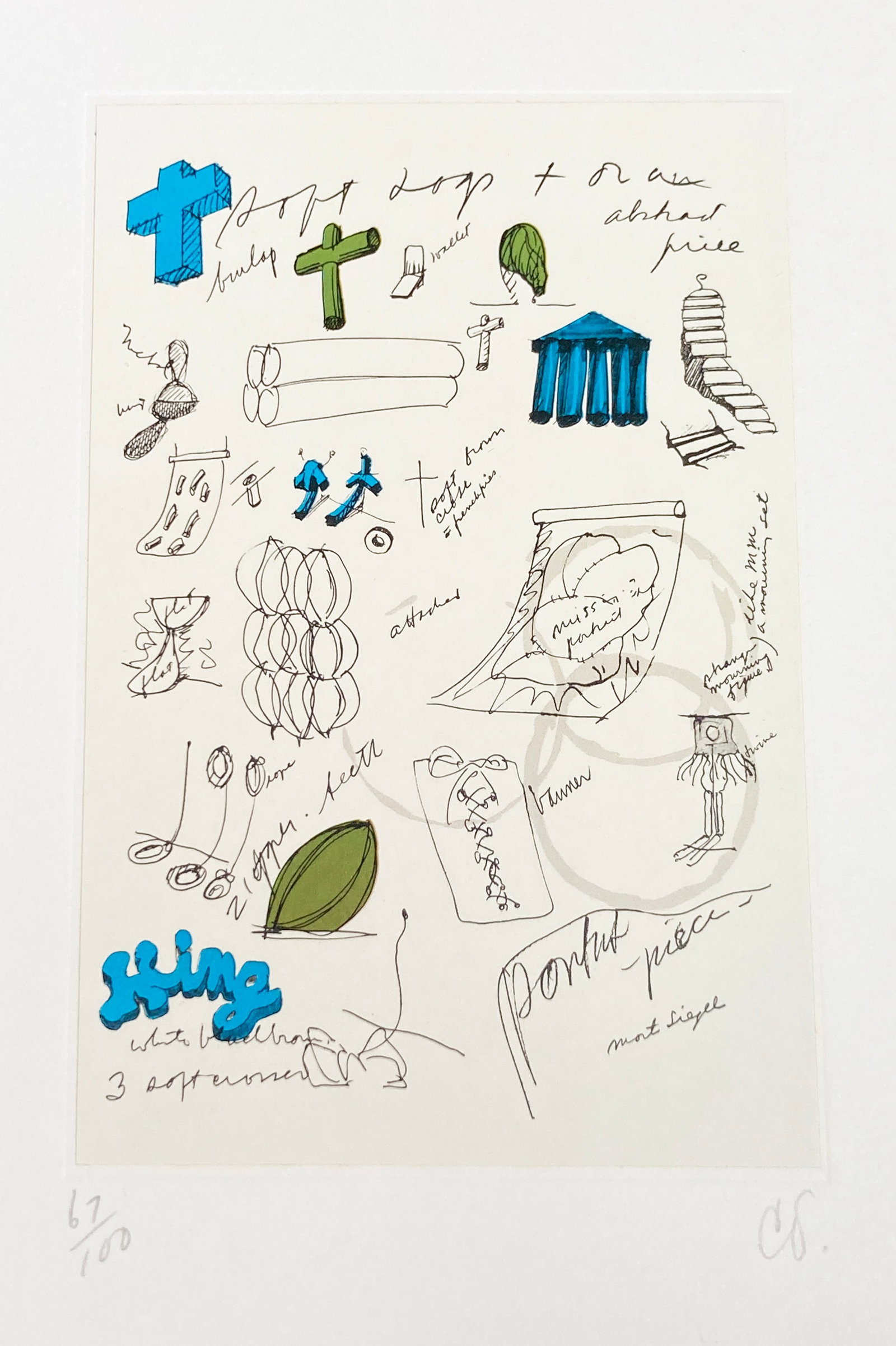 Claes Oldenburg - Notes in Hand 3: Artist: Claes Oldenburg Title: Notes in Hand 3 Year: 1972 Dimensions: 8 x 10 in. Edition: From the rare limited edition of 100 Publisher: Professional Prints Suite: Notes in Hand Medium: Lithograph