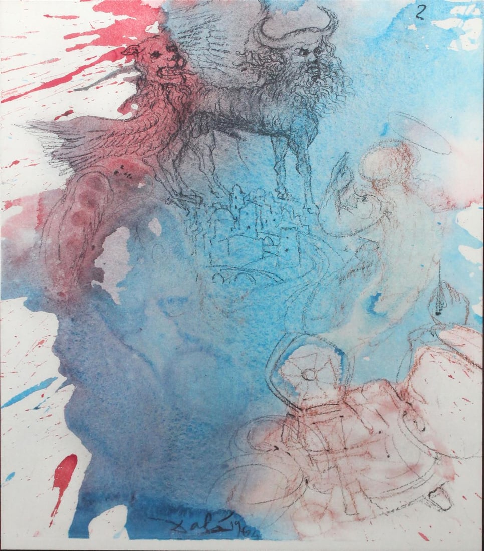 Salvador Dali - Cherub Super Limen Domus: Artist: Salvador Dali Title: Cherub Super Limen Domus Year: 1967 Dimensions: 19in. by 13.75in. Edition: From the rare limited edition of 1499 Publisher: Rizzoli Editions Milan Suite: Biblia Sacra