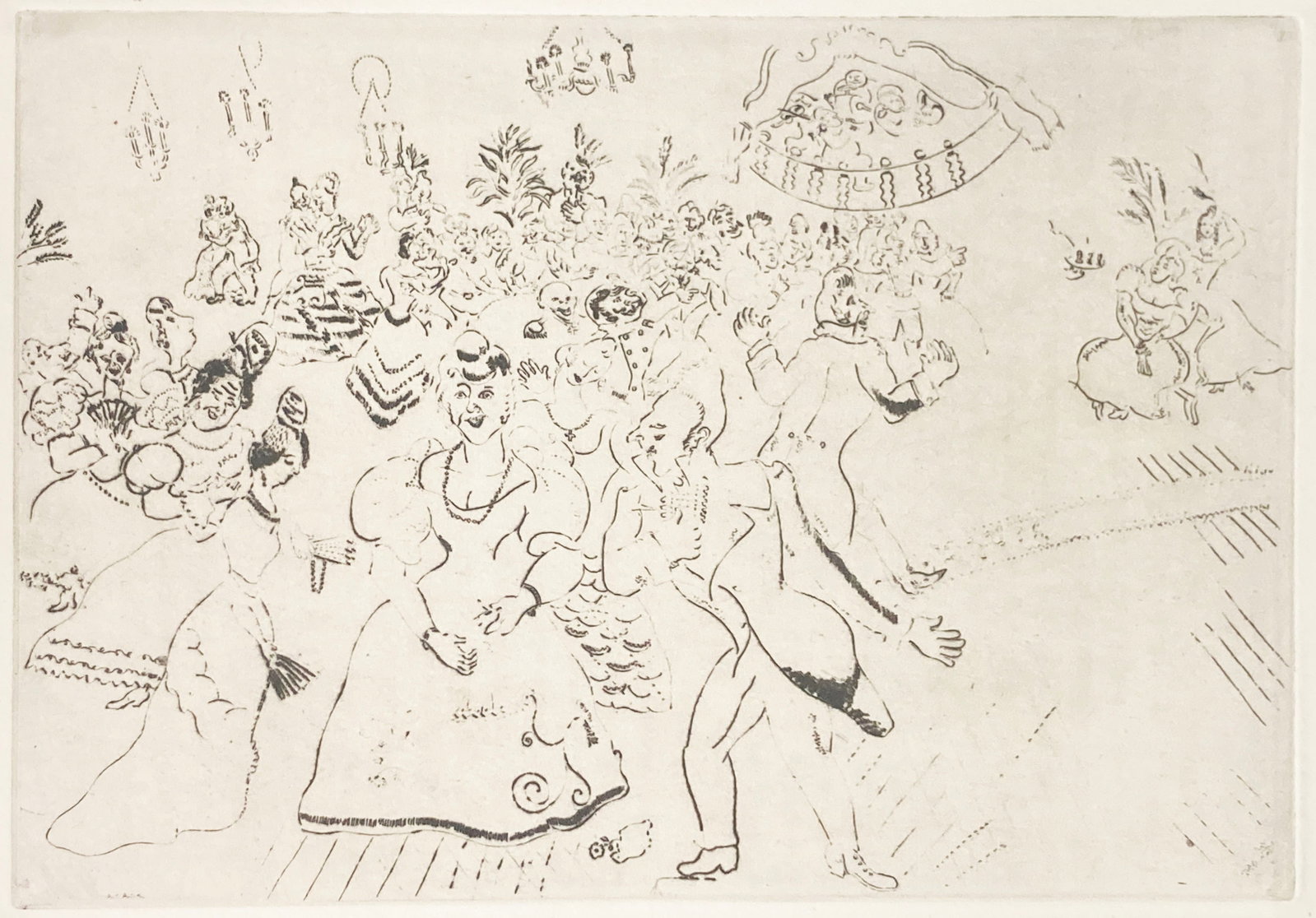 Marc Chagall - The Governer's Ball: Artist: Marc Chagall Title: The Governer's Ball Year: 1948 Dimensions: 12 1/2 x 9 1/2 in. Edition: From the rare limited edition Publisher: Teriade, Paris Les Ames Mortes Medium: Original etching on