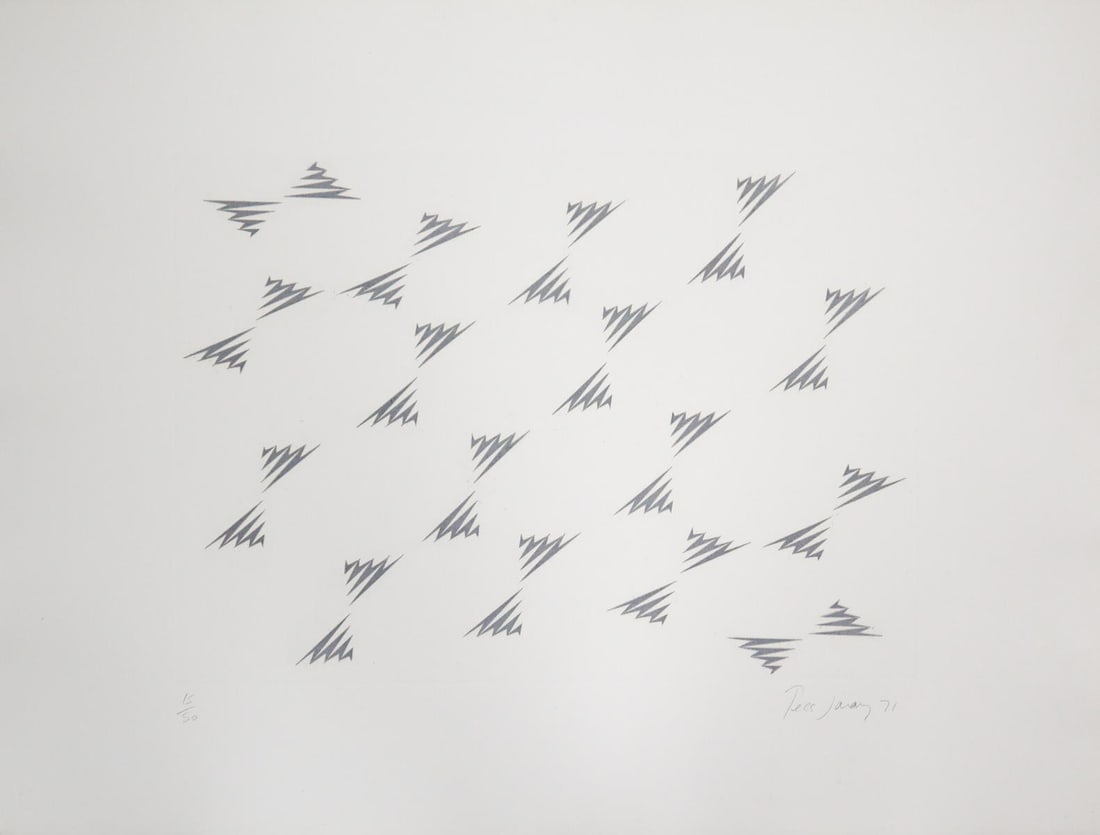Tess Jaray - Panta Rhei: Artist: Tess Jaray Title: Panta Rhei Year: 1979 Dimensions: 31in. by 24in. Edition: From the rare limited edition of 50 Suite: Encounter Suite (5 Etchings) Medium: Original Etching on paper