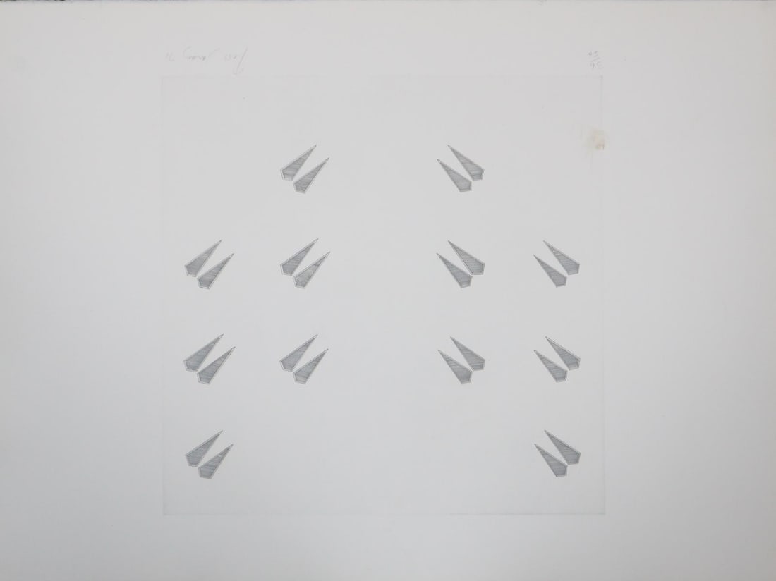 Tess Jaray - Encounter 2: Artist: Tess Jaray Title: Encounter 2 Year: 1979 Dimensions: 31in. by 24in. Edition: From the rare limited edition of 50 Suite: Encounter Suite (5 Etchings) Medium: Original Etching on paper