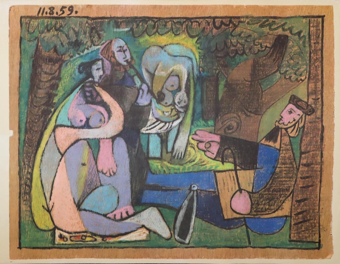 Pablo Picasso (after) - Untitled from "Les Dejeuners": Artist: Pablo Picasso (after) Title: Untitled from "Les Dejeuners" Year: 1961 Dimensions: 21.5in. by 15in. Edition: From the limited edition of 125 Publisher: Editions Cercle d Art; Paris Suite: Les
