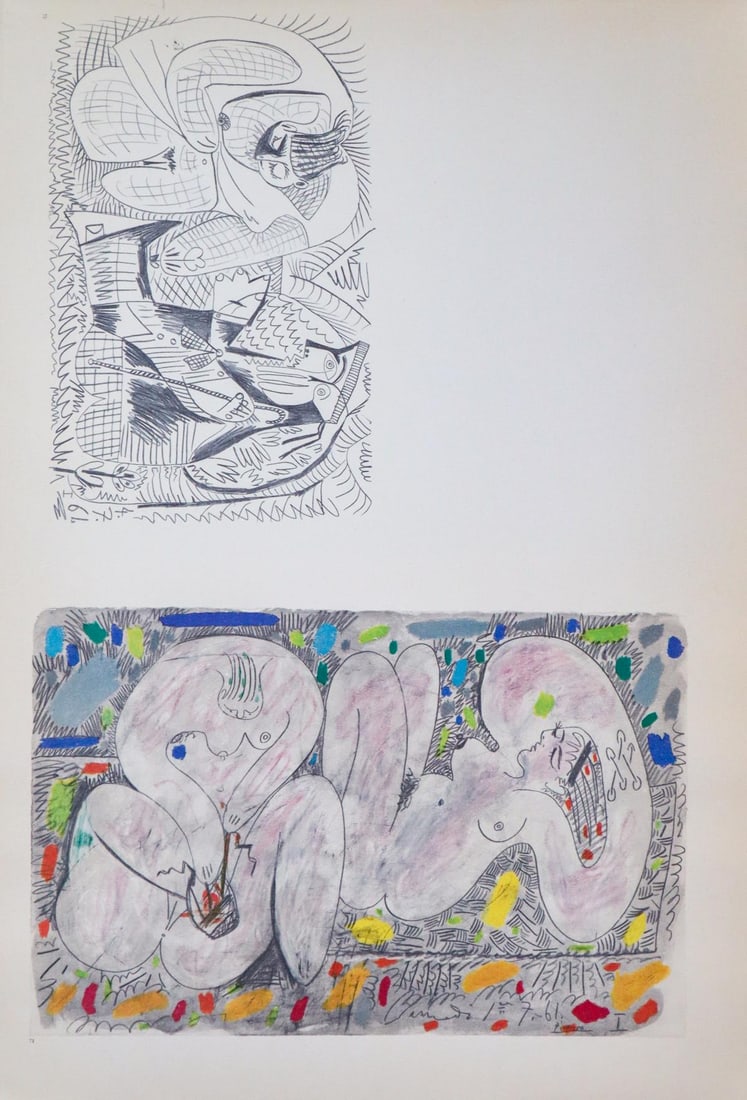 Pablo Picasso (after) - Untitled from "Les Dejeuners": Artist: Pablo Picasso (after) Title: Untitled from "Les Dejeuners" Year: 1961 Dimensions: 21.5in. by 15in. Edition: From the limited edition of 125 Publisher: Editions Cercle d Art; Paris Suite: Les
