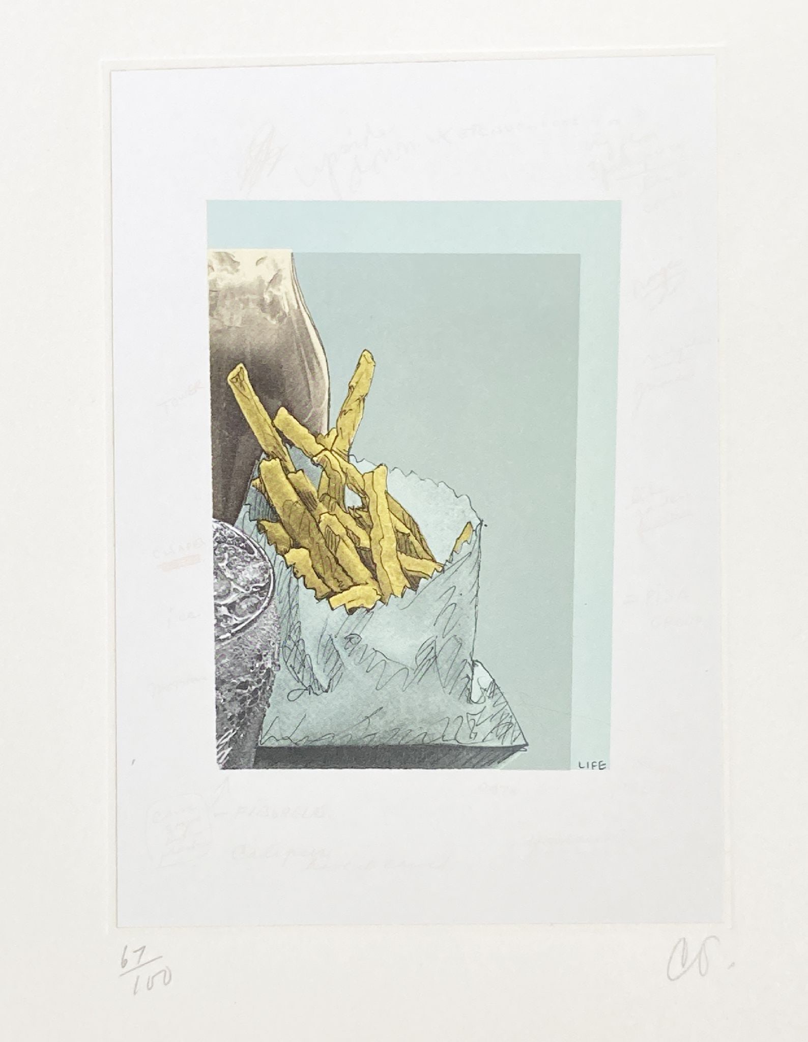 Claes Oldenburg - Notes in Hand 22: Artist: Claes Oldenburg Title: Notes in Hand 22 Year: 1972 Dimensions: 8 x 10 in. Edition: From the rare limited edition of 100 Publisher: Professional Prints Suite: Notes in Hand Medium: Lithograph