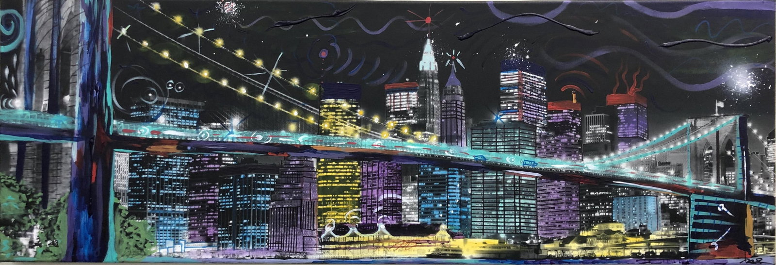 Matthew Steinberg - Big City Dreamz: Artist: Matthew Steinberg Title: Big City Dreamz Year: 2014 Dimensions: 46in. by 16in. Edition: Hand painted One-of-a-kind unique work of art Medium: Original Hand painted Acrylic Mixed Media on