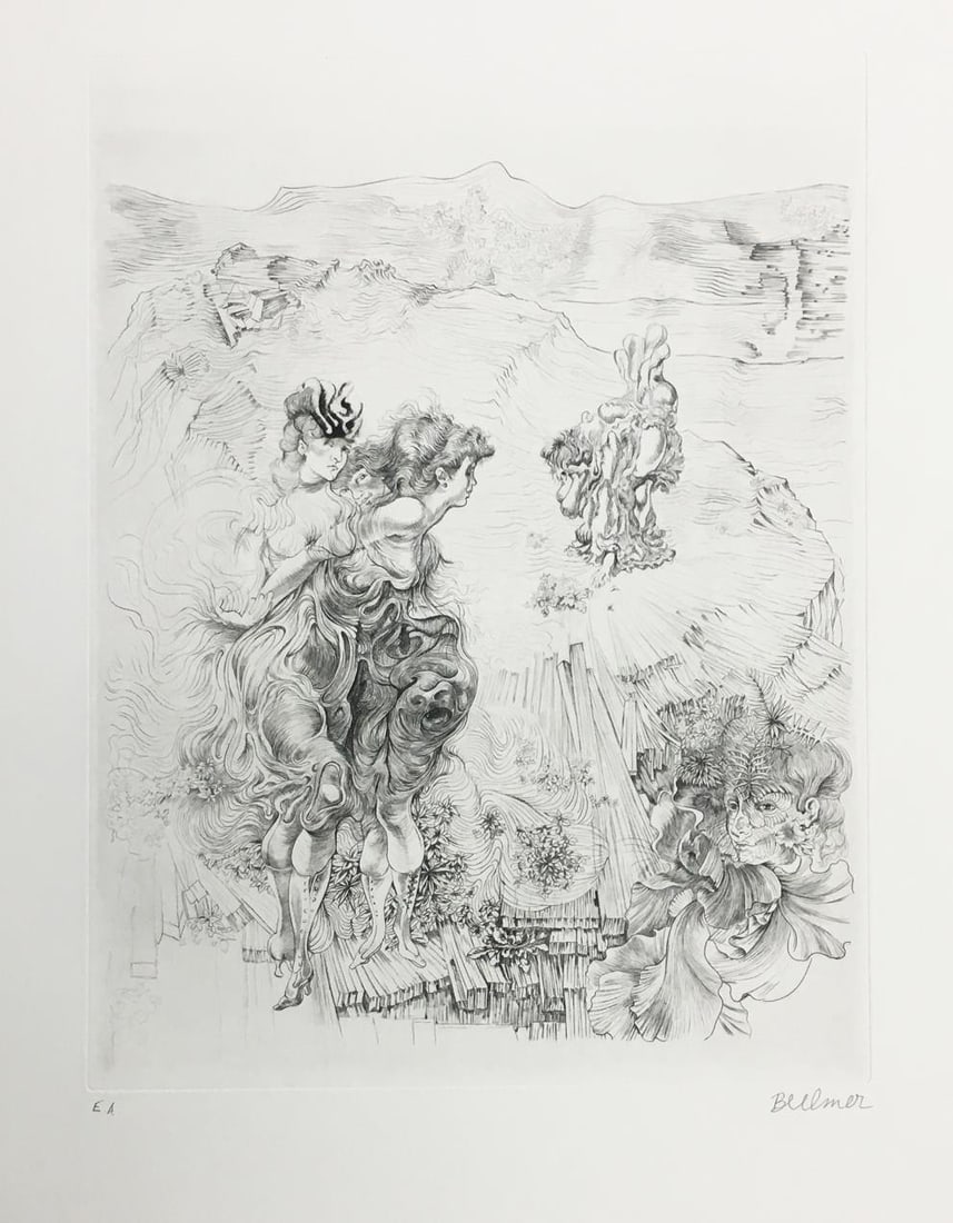 Hans Bellmer - Paysage 1800: Artist: Hans Bellmer Title: Paysage 1800 Year: 1968 Dimensions: 26in. by 19 3/4in. Edition: From the Rare Limited Edition Medium: Original Etching on Paper Condition: Excellent Signature Details: