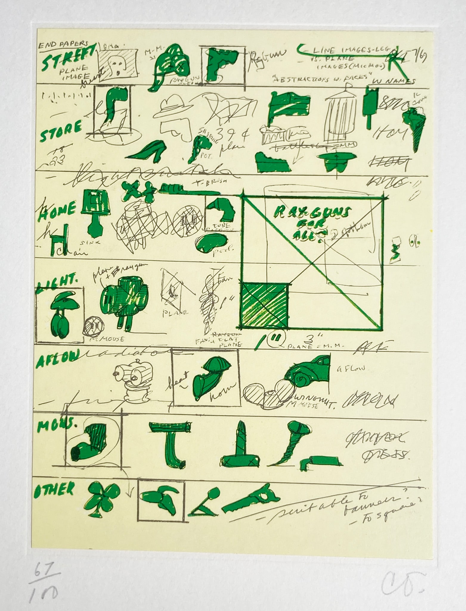 Claes Oldenburg - Notes in Hand 20: Artist: Claes Oldenburg Title: Notes in Hand 20 Year: 1972 Dimensions: 8 x 10 in. Edition: From the rare limited edition of 100 Publisher: Professional Prints Suite: Notes in Hand Medium: Lithograph