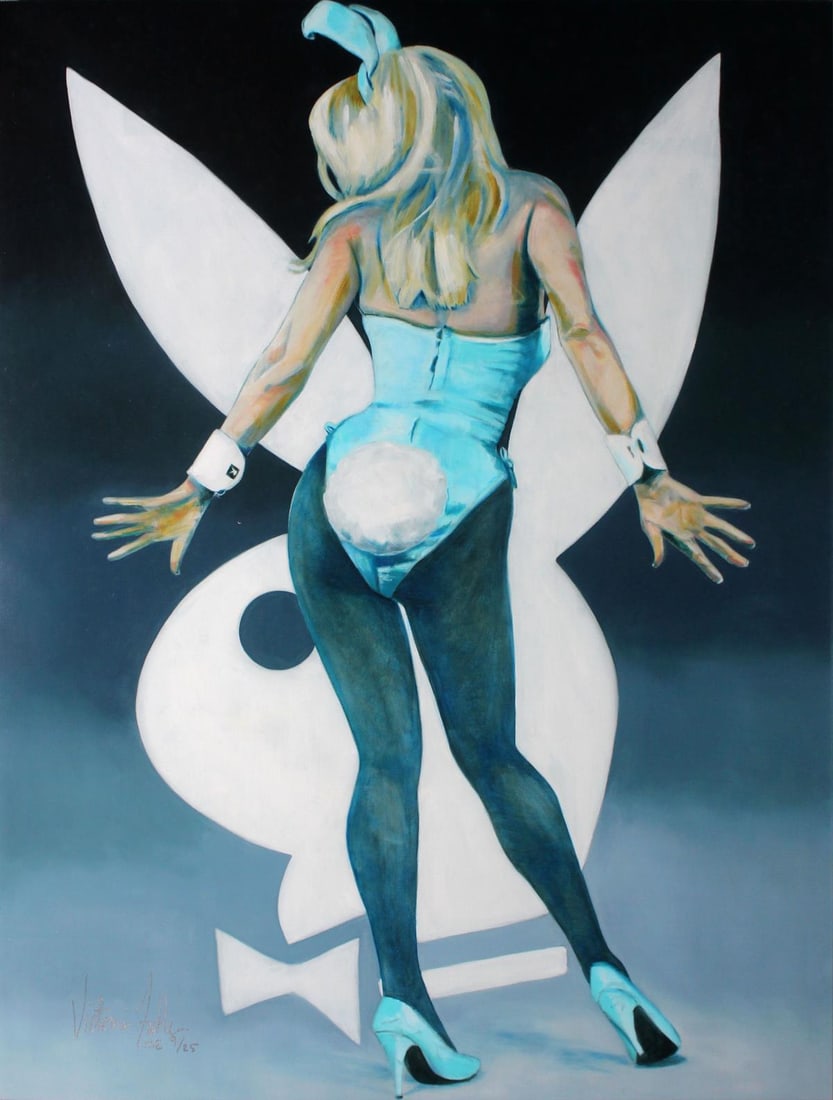 Victoria Fuller - Back Bunny: Artist: Victoria Fuller Title: Back Bunny Dimensions: 39 in. by 29 1/2in. Edition: Numbered ME 9 from the rare limited edition of 25 Medium: Original serigraph on canvas Condition: Excellent