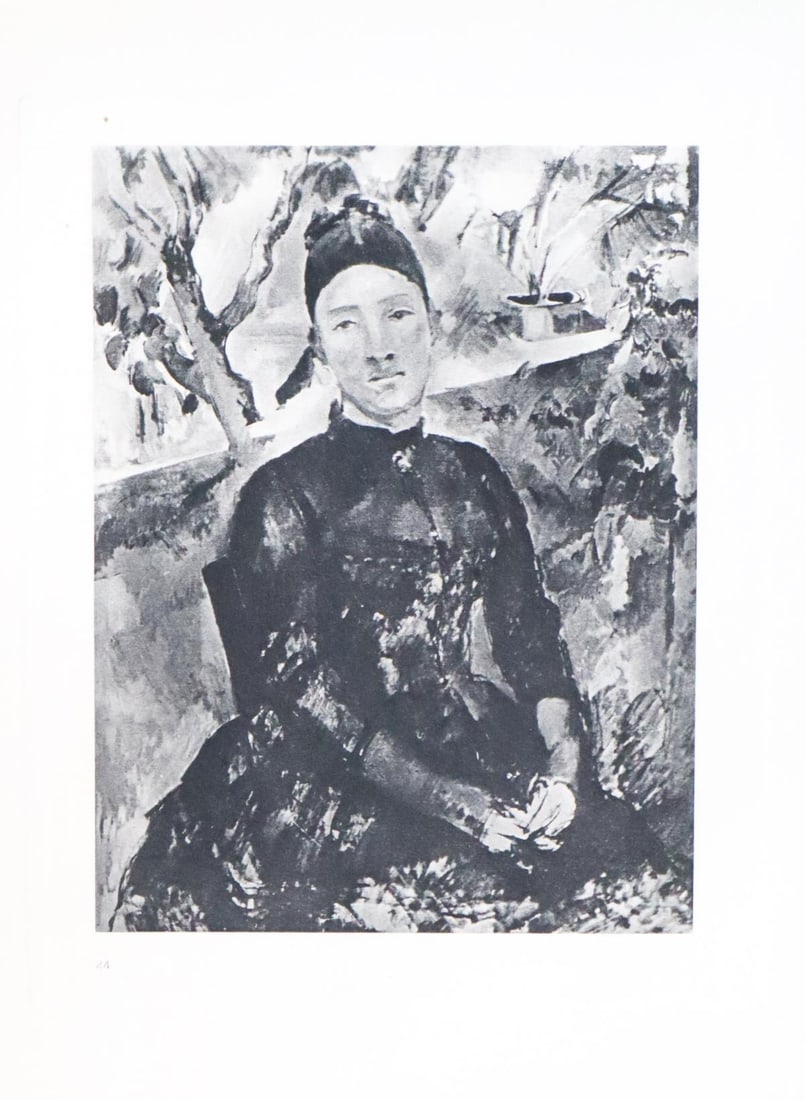 Paul Cezanne (after) - Portrait de Madame Cezanne dans: Artist: Paul Cezanne (after) Title: Portrait de Madame Cezanne dans la serre Dimensions: 12.5in. by 10in. Edition: From the rare limited edition of 650 Publisher: Ambroise Vol