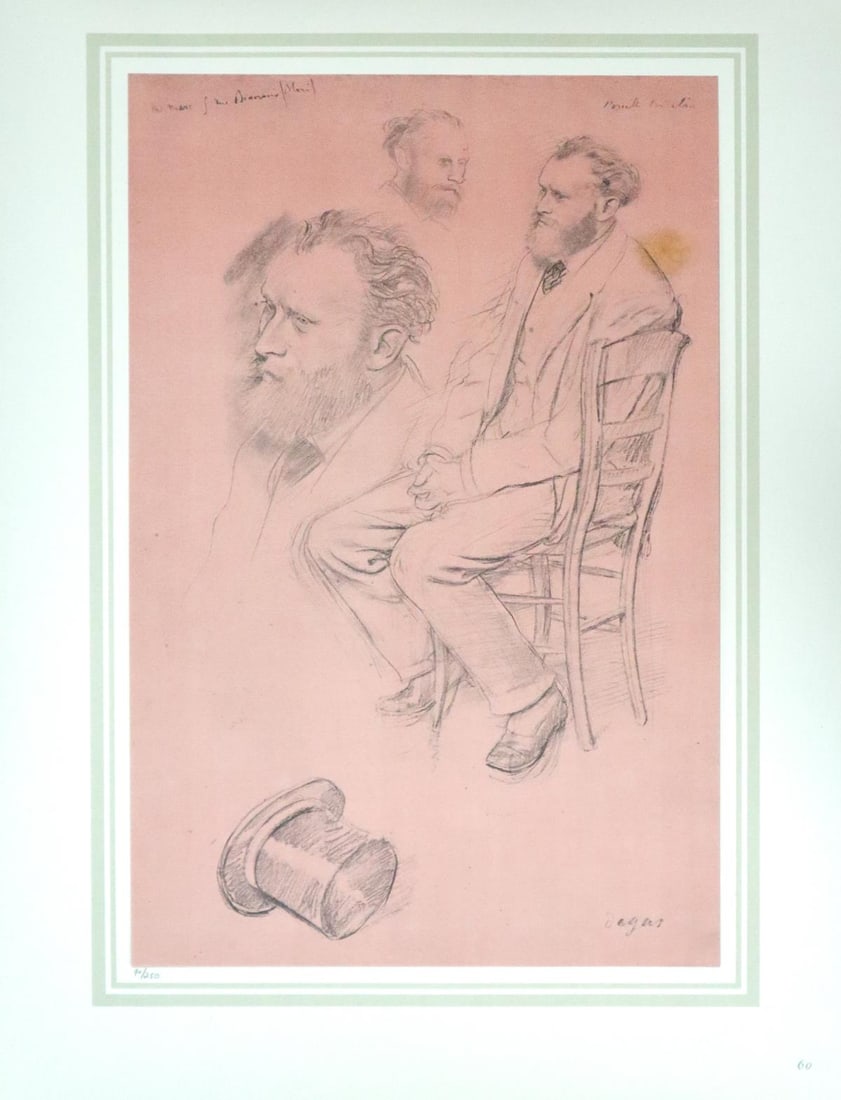 Edgar Degas (After) - Etudes pour un portrait de Manet: Artist: Edgar Degas (After) Title: Etudes pour un portrait de Manet Year: 1866 Dimensions: 16in. by 20in. Edition: 70 From the rare limited edition of 250 Publisher