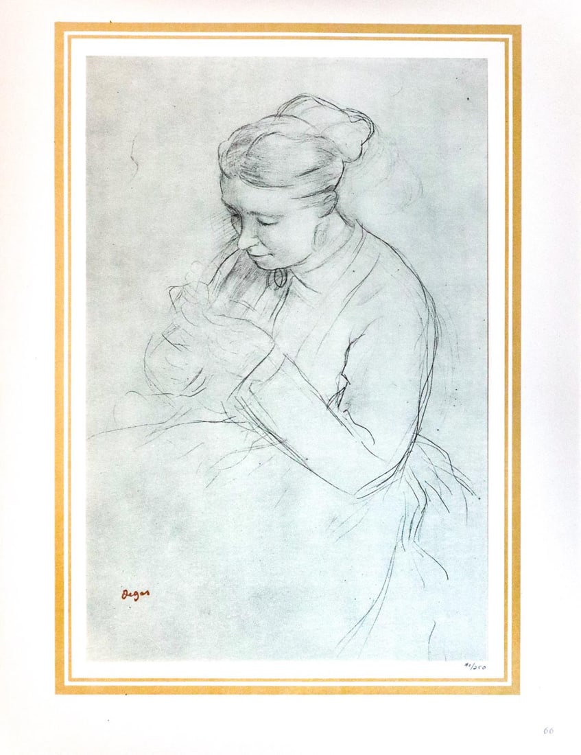Edgar Degas (After) - Femme cousant: Artist: Edgar Degas (After) Title: Femme cousant Year: 1870 Dimensions: 16in. by 20in. Edition: 70 From the rare limited edition of 250 Publisher: Demotte Edite