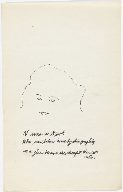 Andy Warhol - Letter N: Artist: Andy Warhol Title: Untitled 13 Year: 1953 Dimensions: 9.5in. by 6in. Edition: From the rare limited edition of approx. 100 Publisher: Andy Warhol New Yo