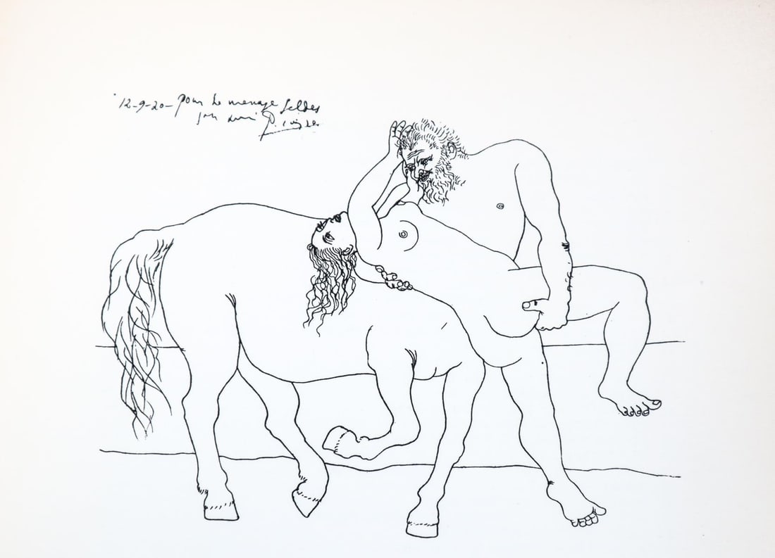 Pablo Picasso - Untitled (After): Artist: Pablo Picasso Title: Untitled Dimensions: 6in. by 4in. Edition: From the rare limited edition Suite: Pablo Picasso by Eugenio D'Ors Medium: Lithograph on paper Condition: Excellent Signature