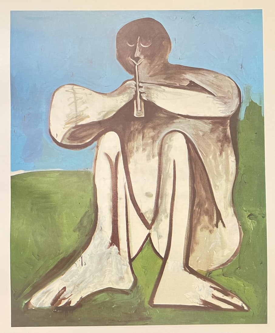 Pablo Picasso (After) - Flute Plater: Artist: Pablo Picasso (After) Title: Flute Plater Dimensions: 7 3/4in. by 9 3/4in. Edition: From the Rare Limited Edition Medium: Offset Lithograph in Colors on Paper Condition: Excellent Comes with
