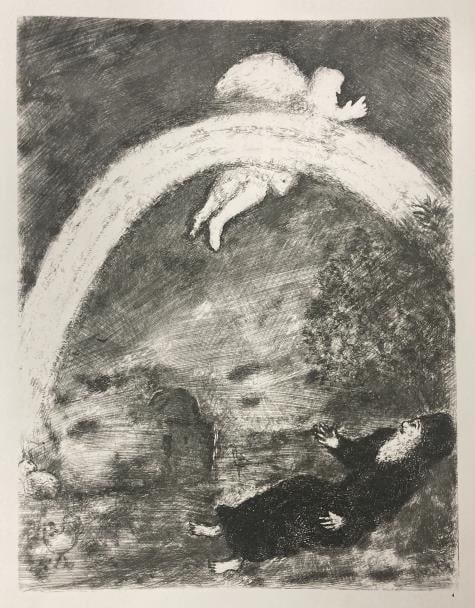 Marc Chagall - The Rainbow: Artist: Marc Chagall Title: The Rainbow Dimensions: 9.5in. by 11.5in. Edition: From the limited edition Publisher: Maeght Editions Paris Medium: Original Heliogravure on paper Condition: Excellent