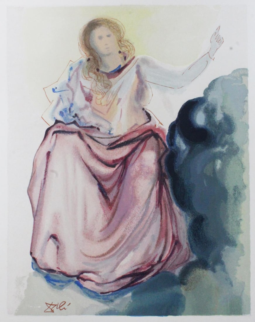 Salvador Dali - Beatrice Resolves Dante's Doubts: Artist: Salvador Dali Title: Beatrice Resolves Dante's Doubts Year: 1964 Dimensions: 13in. by 10in. Edition: A unique and original artwork Publisher: Edizion Pr