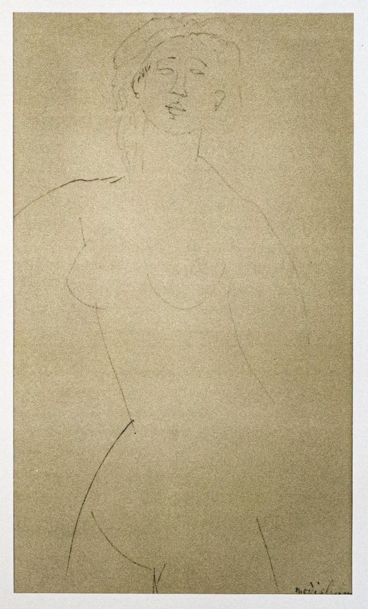 Amedeo Modigliani - Untitled portrait of a naked woman (After): Artist: Amedeo Modigliani Title: Untitled portrait of a naked woman standing Year: 1959 Dimensions: 22.25in. by 17.75in. Edition: From the rare limited edition 750