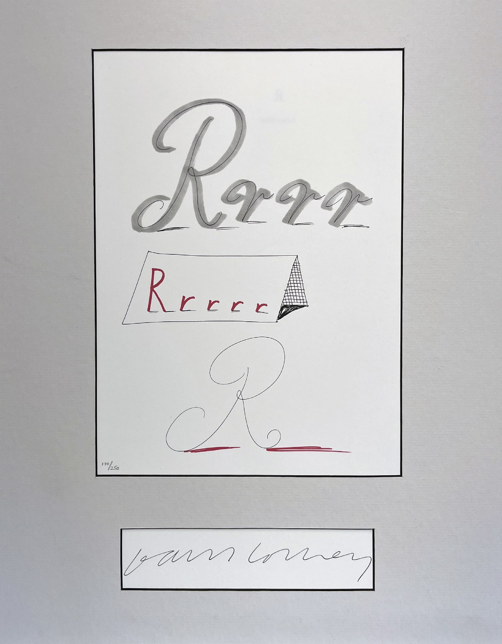 David Hockney - Letter R from ""Hockney's Alphabet"" with Hand Signature: Artist: David Hockney Title: Letter R from ""Hockney's Alphabet"" with Hand Signature Year: 1991 Dimensions: 12 5/8 x 9 5/8 in. Edition: From the rare limited edition of 300 Publisher: Faber and