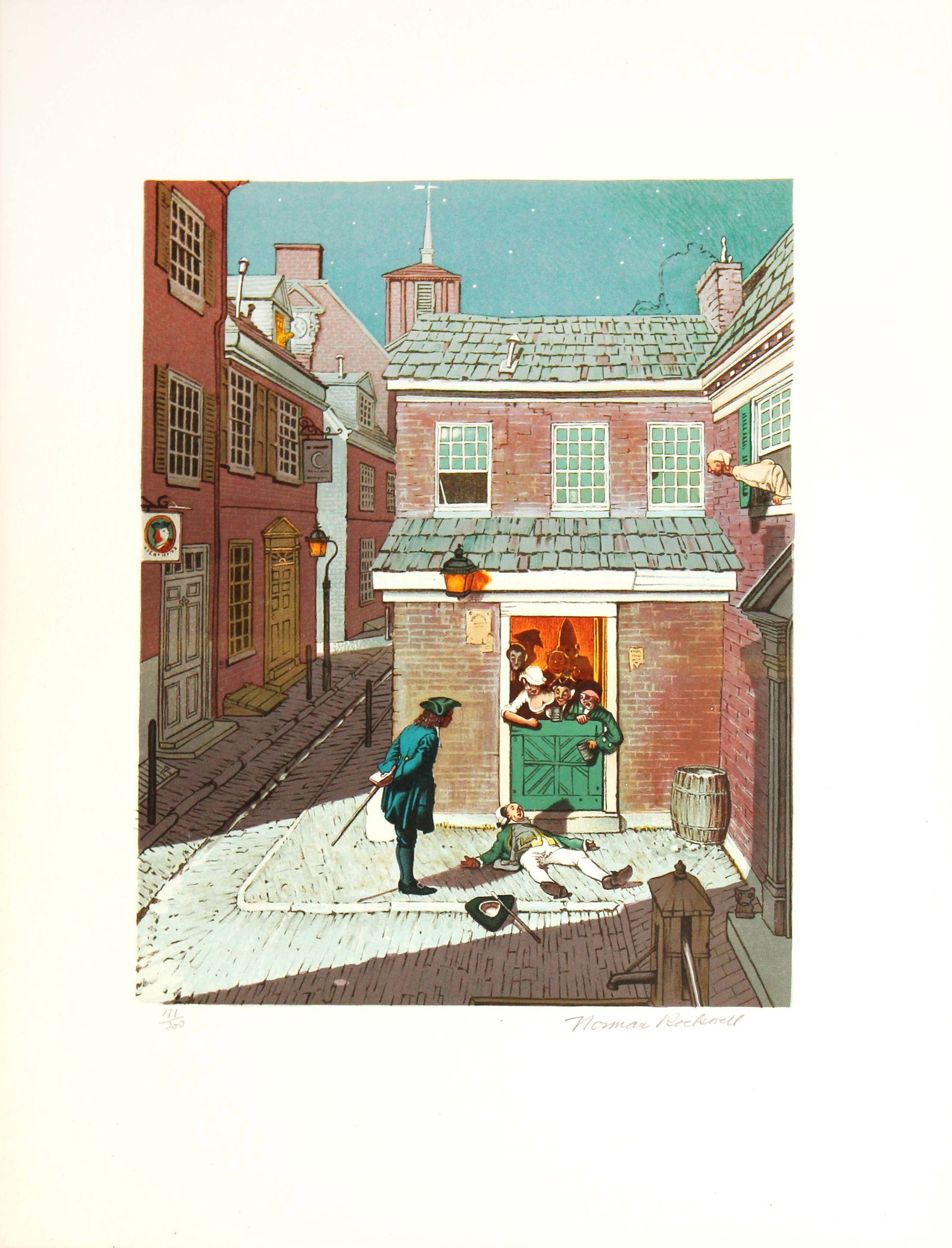 Norman Rockwell - The Drunkard: Artist: Norman Rockwell Title: The Drunkard Year: 1964 Dimensions: 21.25in. by 19.5in. Edition: Numbered from the limited edition of 200 Publisher: Heritage Press Suite: Poor Richard's Almanac