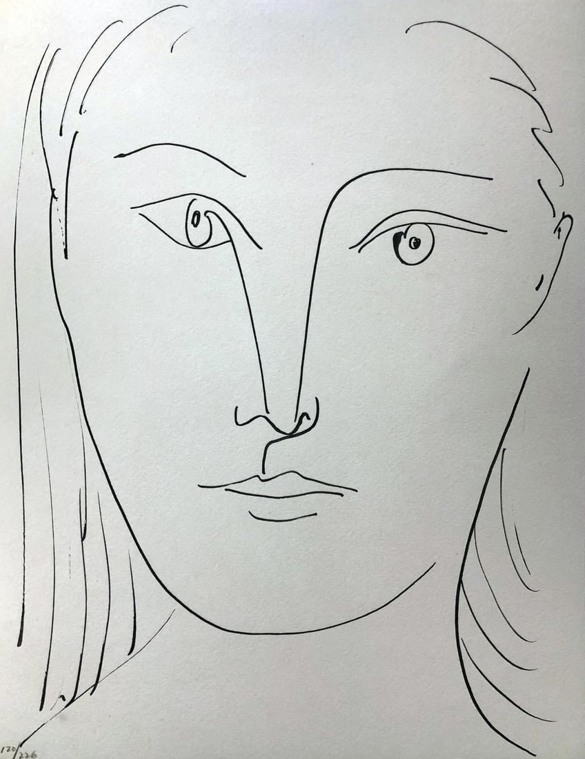 Pablo Picasso (After) - Visage feminin de face: Artist: Pablo Picasso (After) Title: Visage feminin de face Year: 1957 Dimensions: 14 .5in. by 11in. Edition: From the rare limited edition of 226 Suite: 40 Des