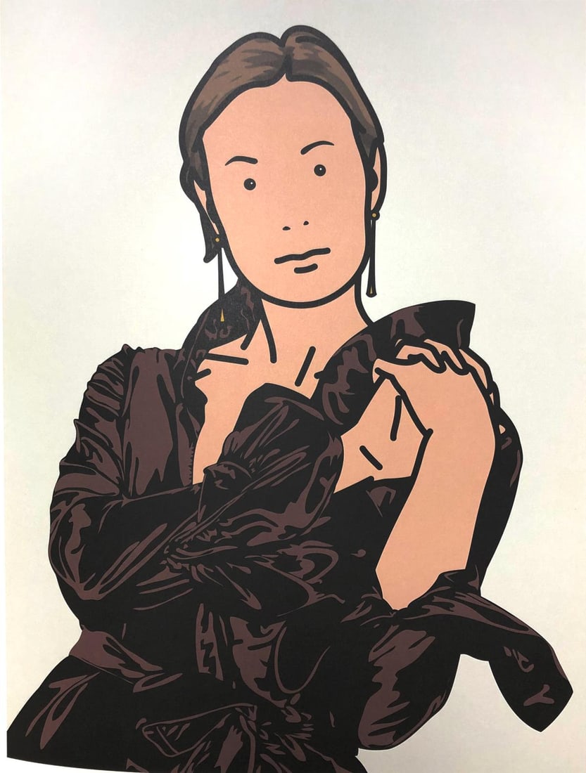 Julian Opie - Anya with hands together: Artist: Julian Opie Title: Anya with hands together Year: 2005 Dimensions: 15.5in. by 11.5in. Edition: From the limited edition of 250 Publisher: Alan Cristea G