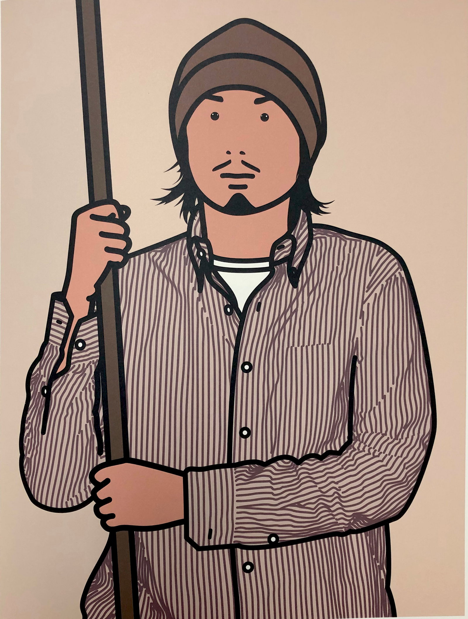 Julian Opie - Hirofumi with staff: Artist: Julian Opie Title: Hirofumi with staff Year: 2005 Dimensions: 15.5in. by 11.5in. Edition: From the limited edition of 250 Publisher: Alan Cristea Galler