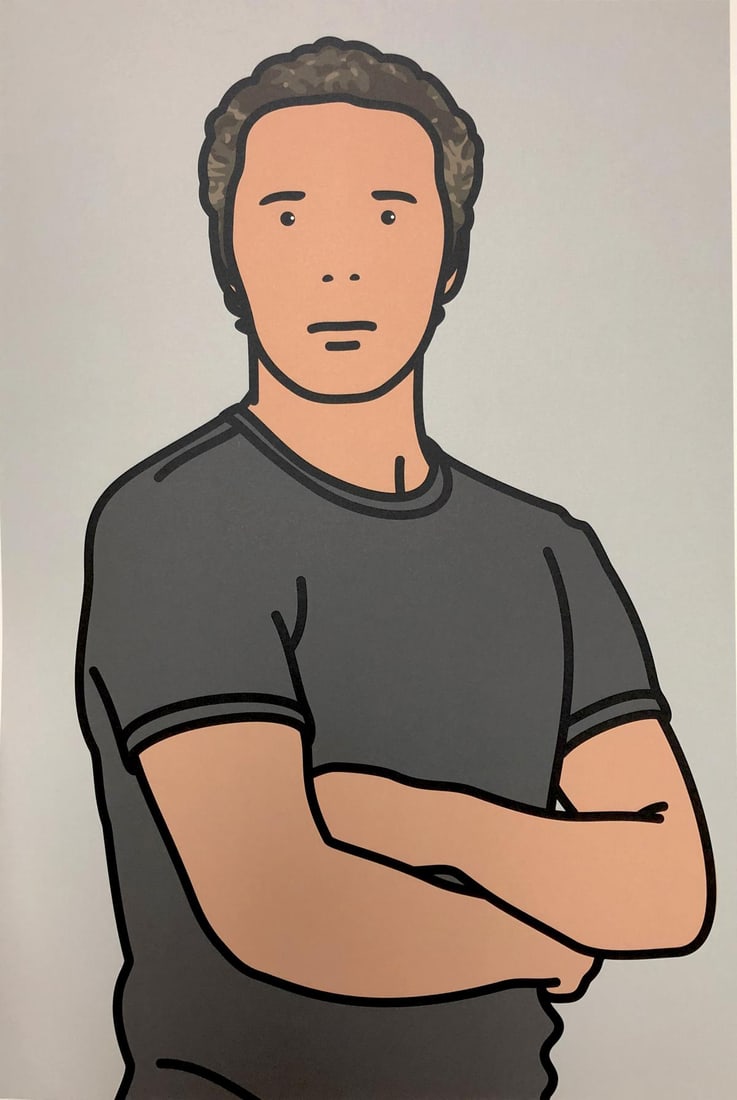 Julian Opie - Julian with Cardigan: Artist: Julian Opie Title: Julian with Cardigan Year: 2006 Dimensions: 15.5in. by 11.5in. Edition: From the limited edition of 250 Publisher: Alan Cristea Gallery Suite: Twenty Six Portraits Medium: