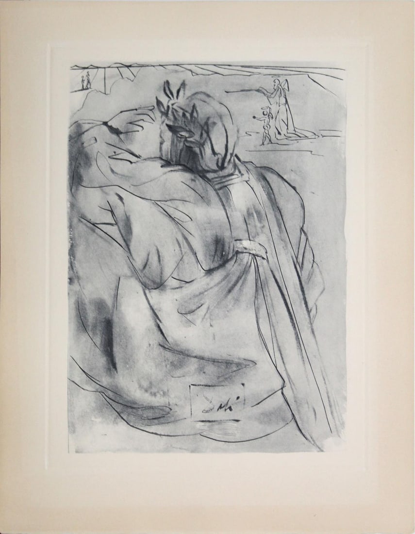 Salvador Dali - Dante's Repentance: Artist: Salvador Dali Title: Dante's Repentance Year: 1964 Dimensions: 10.25in. by 13in. Edition: From the rare limited edition of 165 in blue/gray Publisher: Les Heures Claires Paris Suite: The