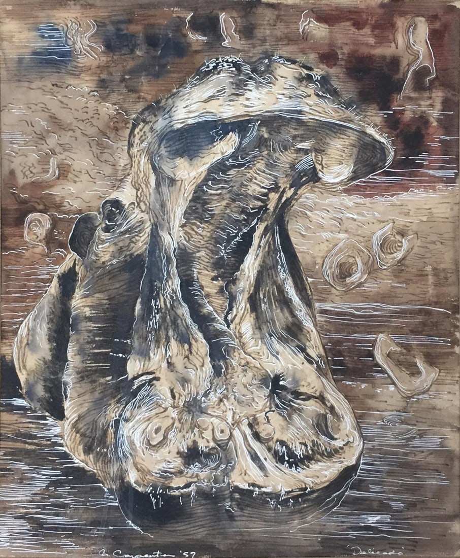 George Carpenter - Delicado: Artist: George Carpenter Title: Delicado Year: 1957 Dimensions: 14in. by 16 3/4in. Edition: Rare One of a Kind Painting Medium: Original Gouache and Watercolor
