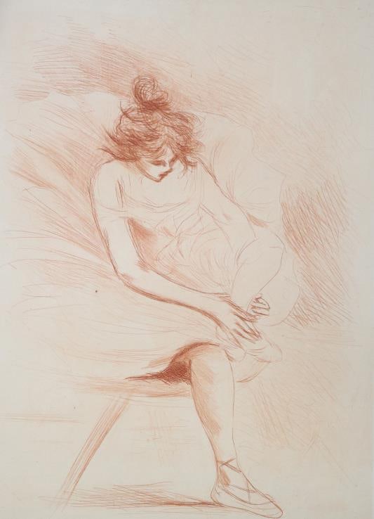 Henri Boutet - Danseuse: Artist: Henri Boutet Title: Danseuse Year: 1904 Dimensions: 9 3/8in. by 12 3/8in. Edition: From the rare limited edition Publisher: L'Atelier d'Art Suite: Leau Forte Medium: Original Etching on Paper