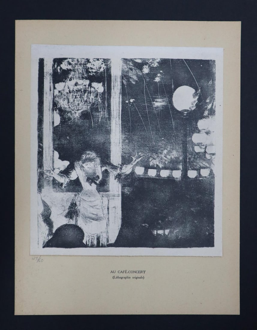 Edgar Degas (After) - Au Cafe Conert: Artist: Edgar Degas (After) Title: Au Cafe Conert Year: 1878 Dimensions: 8in. by 7.5in. Edition: From the rare limitted ediiton of 60 Publisher: Demotte Editeur Medium: Original Litohgraph on Wove