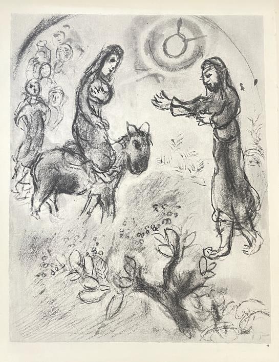 Marc Chagall - Plate 3 From Dessins Pour La Bible (After): Artist: Marc Chagall Title: Plate 3 From Dessins Pour La Bible Year: 1960 Dimensions: 14.25in. by 10.5in. Edition: From the rare limited edition Publisher: Editions de la Revue VERVE Paris Suite: