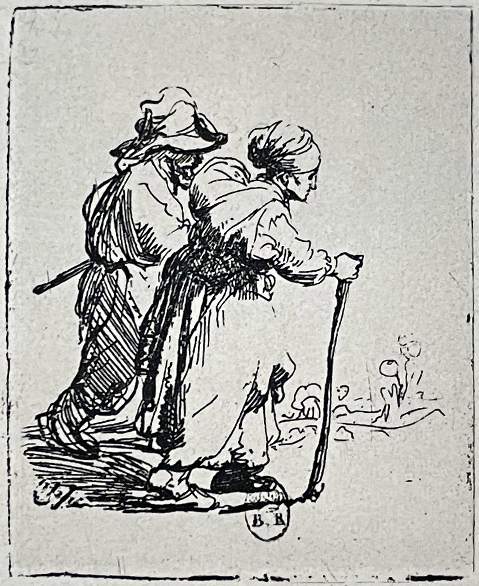 Rembrandt van Rijn (after) - Peasant Family Walking: Artist: Rembrandt van Rijn (after) Title: Peasant Family Walking Year: 1880 Dimensions: 12in. by 17 1/2in. Edition: From the rare limited edition Medium: Original heliogravure on paper Condition: