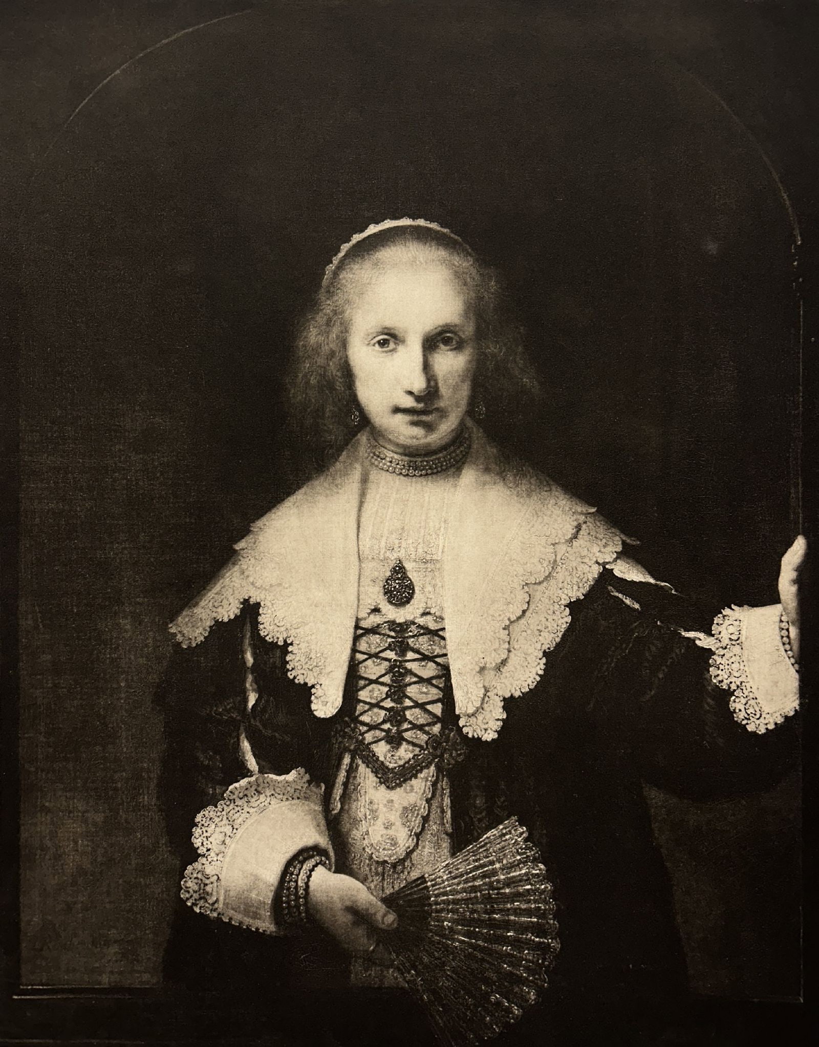 Rembrandt van Rijn (After) - Young Woman with a Fan: Artist: Rembrandt van Rijn (After) Title: Young Woman with a Fan Year: 1898 Dimensions: 26 7/8 x 20 7/8 in. Edition: from the limited edition Publisher: Scheltema & Holkema's Boekhandel, Amsterdam