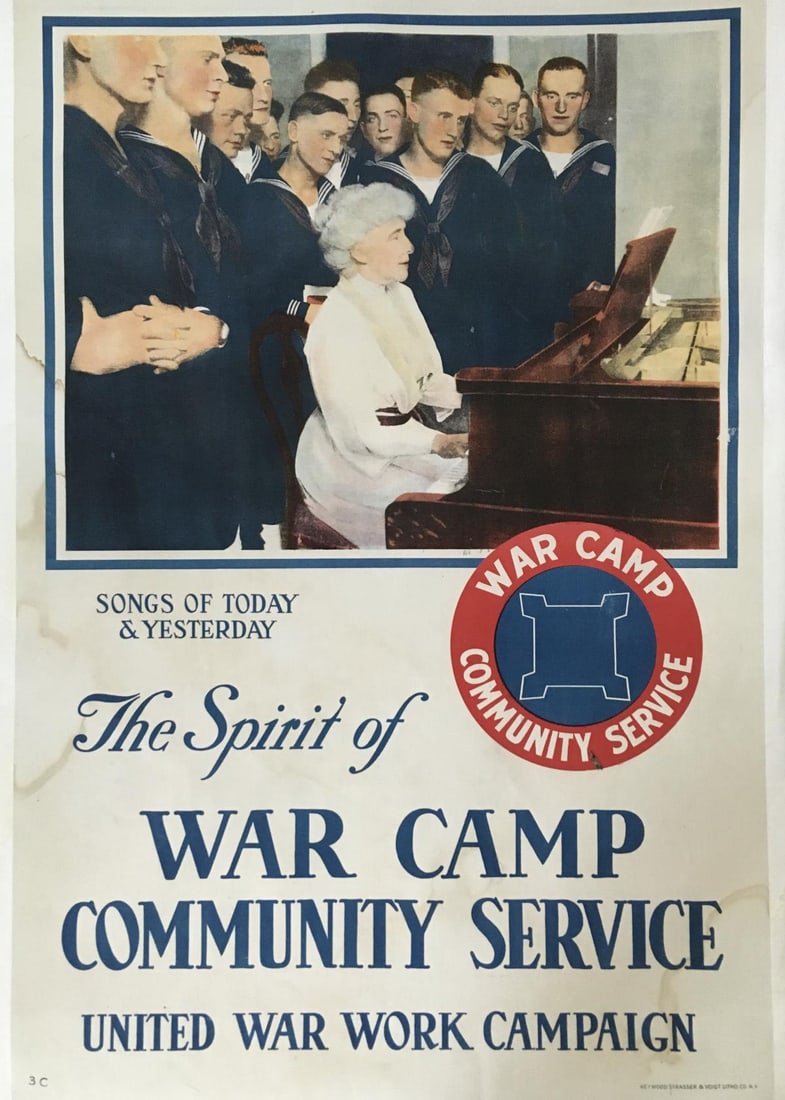 Vintage Poster - The Spirit of War Original WWI Ad: Artist: Vintage Poster Title: The Spirit of War Original WWI Ad Year: 1957 Dimensions: 20in. by 30in. Medium: Lithograph on Paper Attached to Linen Condition: A